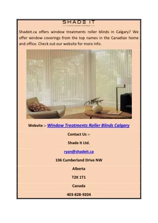 Window Treatments Roller Blinds Calgary | Shadeit.ca