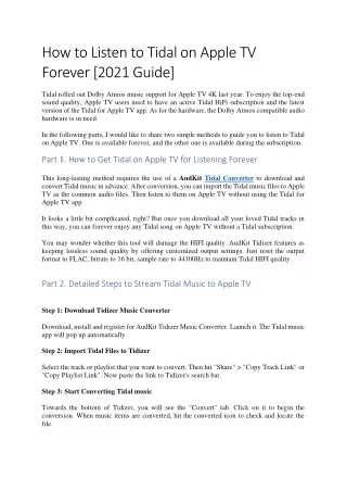 Play Tidal on Apple TV Forever 2021 Guide