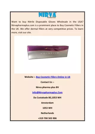 Buy Cosmetic Fillers Online in UK | Nirvapharmaplus.com