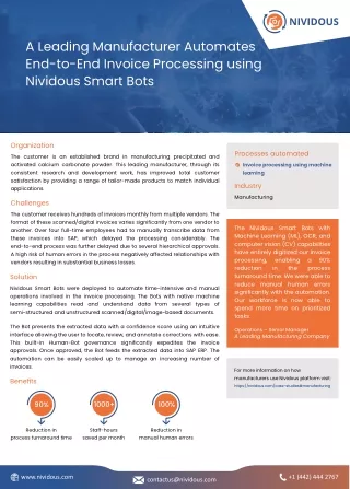 Invoice Processing Automation using Nividous Smart Bots - Nividous
