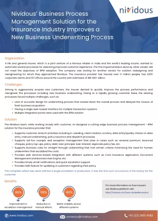 An insurer improves its underwriting process using BPM System - Nividous