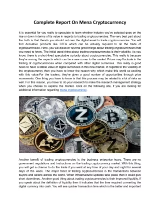 Complete Report On Mena Cryptocurrency
