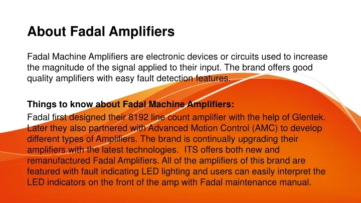 about fadal amplifiers