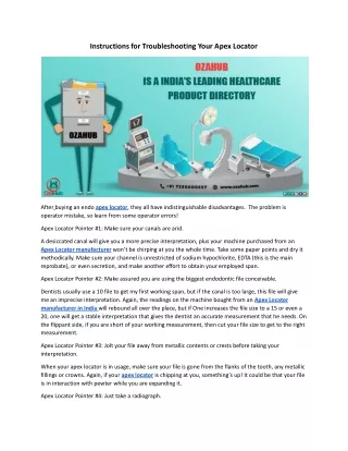 instructions for troubleshooting your apex locator