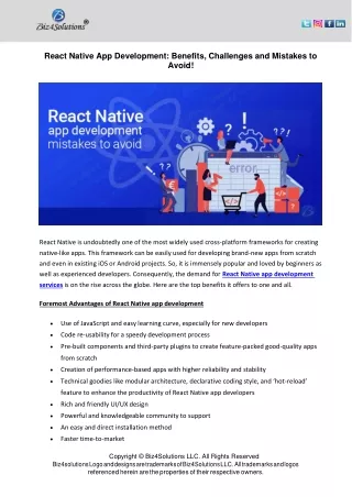react native app development benefits challenges