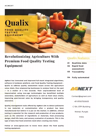 Revolutionizing Agriculture With Premium Food Quality Testing Equipment