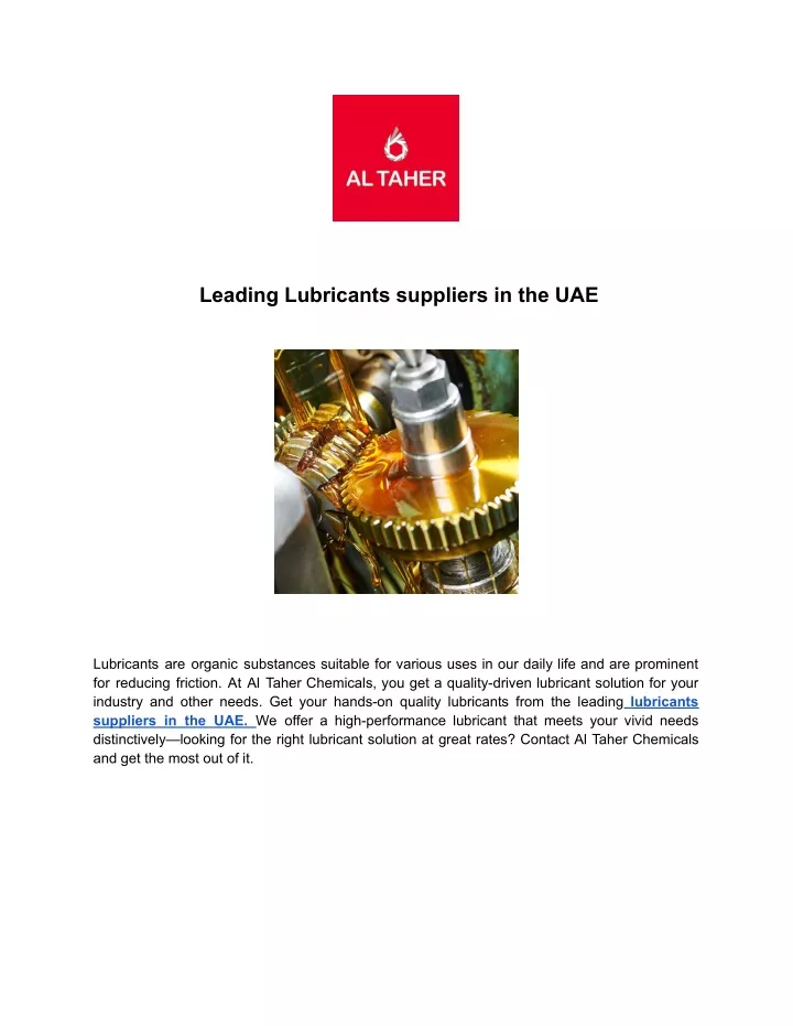 leading lubricants suppliers in the uae