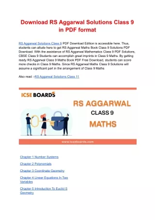 download rs aggarwal solutions class