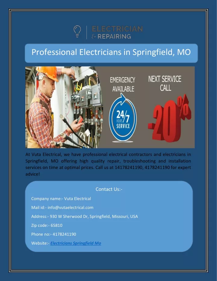 professional electricians in springfield mo