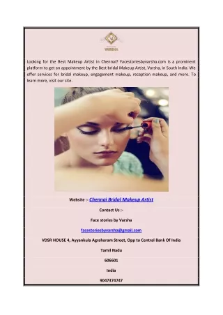 Chennai Bridal Makeup Artist | Facestoriesbyvarsha.com