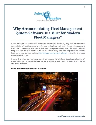 Why Accommodating Fleet Management System Software Is a Must for Modern  Fleet M