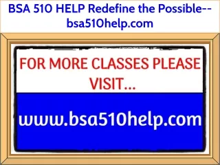 BSA 510 HELP Redefine the Possible--bsa510help.com