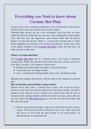 Everything you Need to know about Ceramic Hot Plate