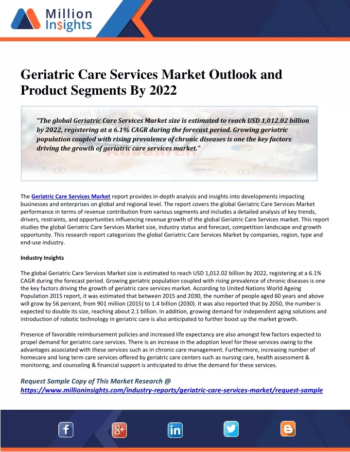 geriatric care services market outlook