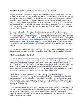 how dissertation help services will benefit your