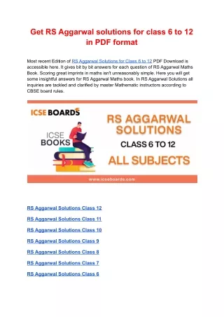 get rs aggarwal solutions for class