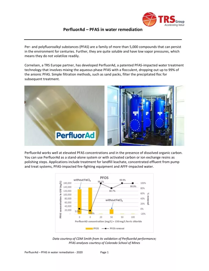perfluorad pfas in water remediation