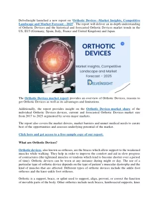 delveinsight launched a new report on orthotic