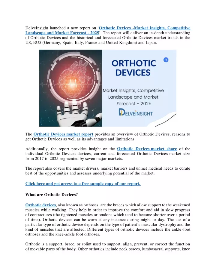 delveinsight launched a new report on orthotic