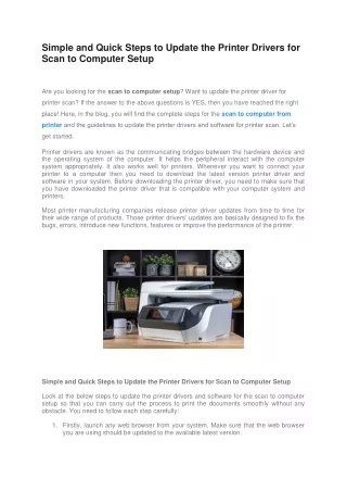 simple and quick steps to update the printer
