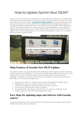 How to Update Garmin Nuvi 50LM?