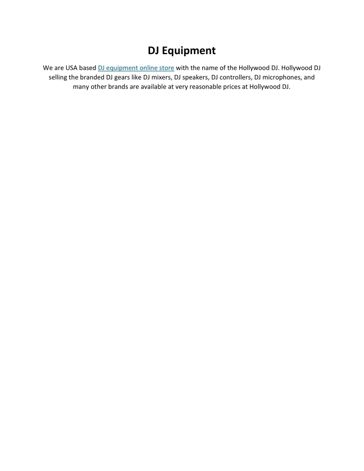 PPT DJ equipment Hollywood DJ PowerPoint Presentation, free
