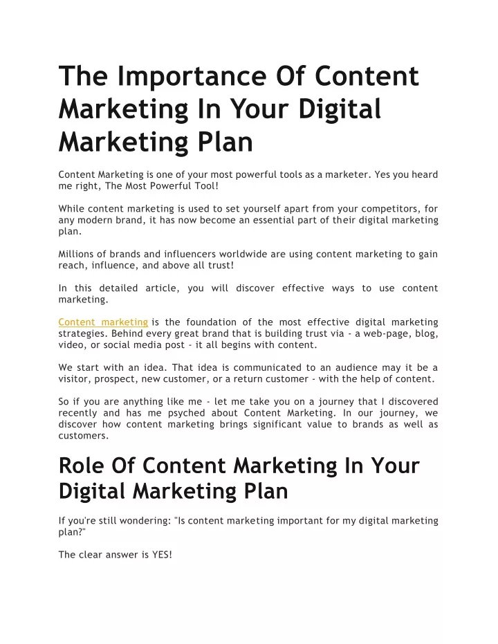 the importance of content marketing in your