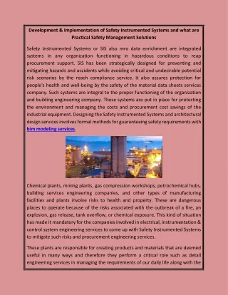 development implementation of safety instrumented