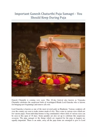 Important Ganesh Chaturthi Puja Samagri - You Should Keep During Puja