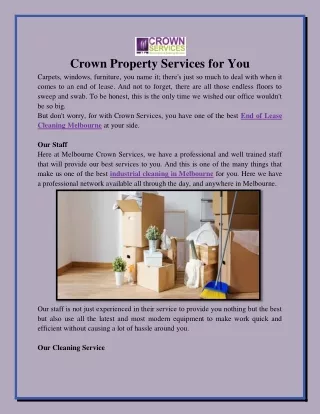 Crown Property Cleaning Services For You