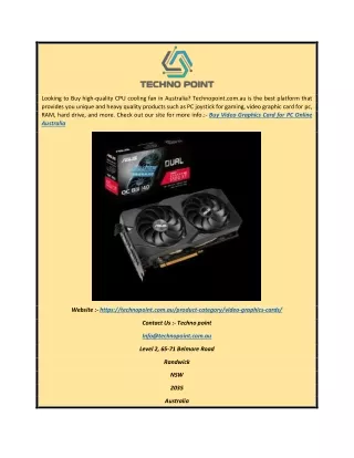 Looking to Buy high-quality CPU cooling fan in Australia? Technopoint.com.au is