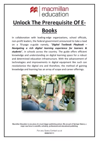 Unlock The Prerequisite Of E- Books