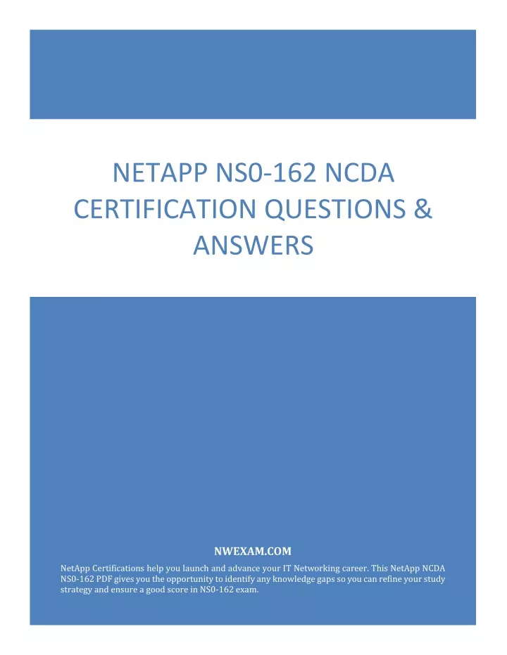 netapp ns0 162 ncda certification questions
