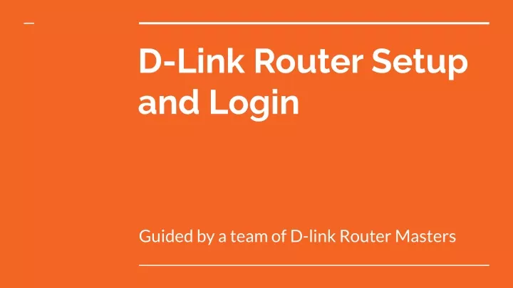 d link router setup and login