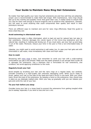 Your Guide to Maintain Nano Ring Hair Extensions