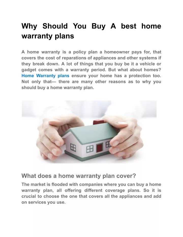 Ppt why should you buy a best home warranty plans powerpoint