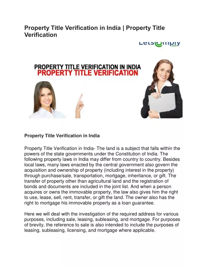 property title verification in india property