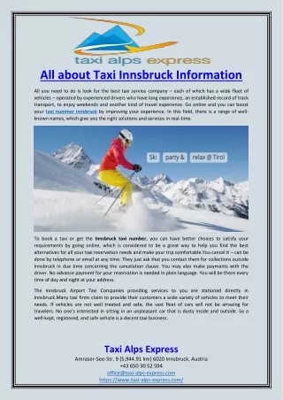 All about Taxi Innsbruck Information