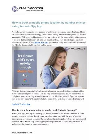 How to track a mobile phone location by number only by using Android Spy App