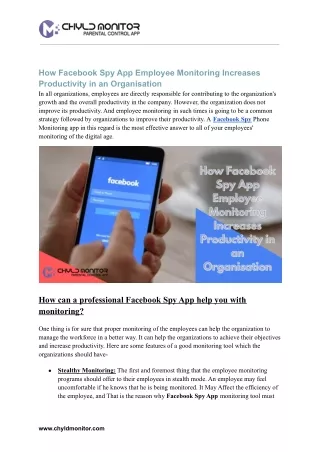 How Facebook Spy App Employee Monitoring Increases Productivity in an Organisation