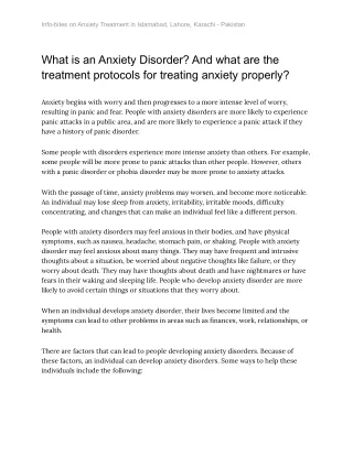 Anxiety Disorders and Treatments (Islamabad_ Pakistan)