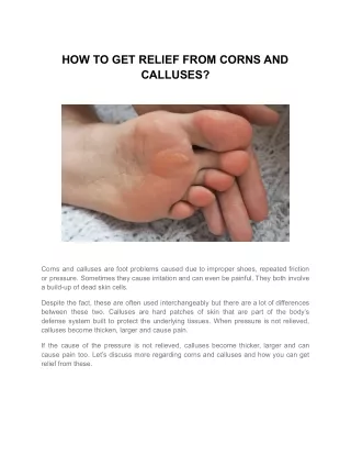 how to get relief from corns and calluses