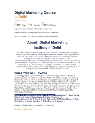 Digital Marketing Course in Delhi