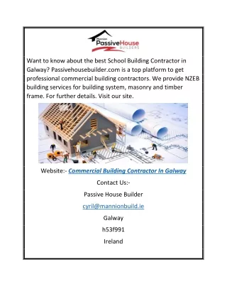 Commercial Building Contractor in Galway | Passivehousebuilder.com