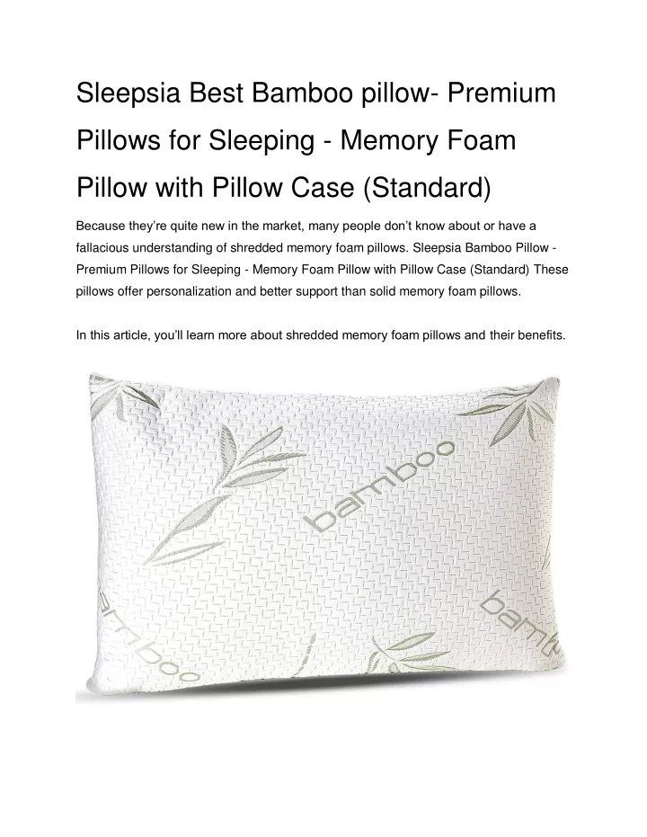 sleepsia best bamboo pillow premium