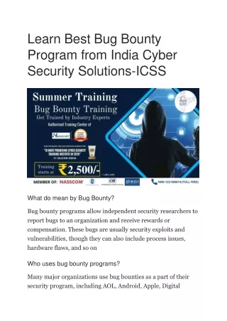 learn best bug bounty program from india cyber