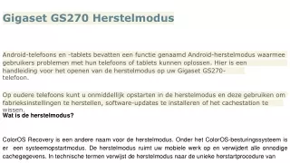 Gigaset GS270 Herstelmodus