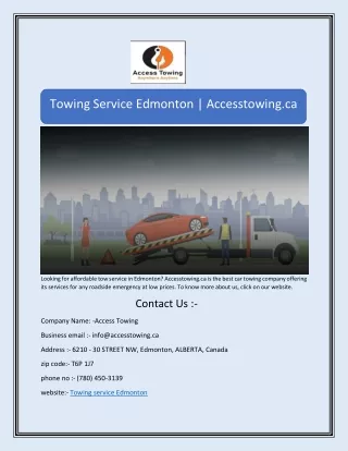 Towing Service Edmonton | Accesstowing.ca
