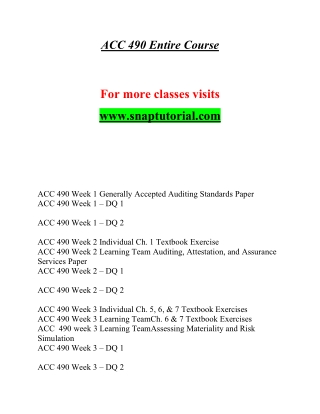 ACC 490 Inspiring Communication / snaptutorial.com
