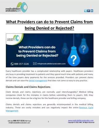 what providers can do to prevent claims from